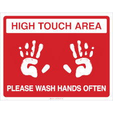 High Touch Area Please Wash Hands Often Floor Sign