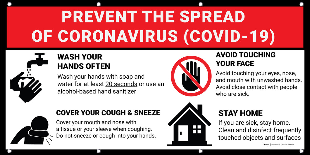 Prevent the Spread of Coronavirus COVID-19 Sign
